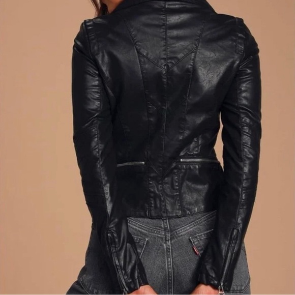 NWT Lulu's Up on a Tuesday Faux Leather Black Moto Jacket - Picture 3 of 8